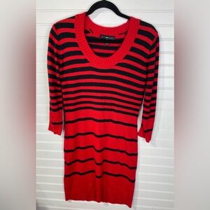 Derek Heart Red Striped Sweater Dress Large Women’s